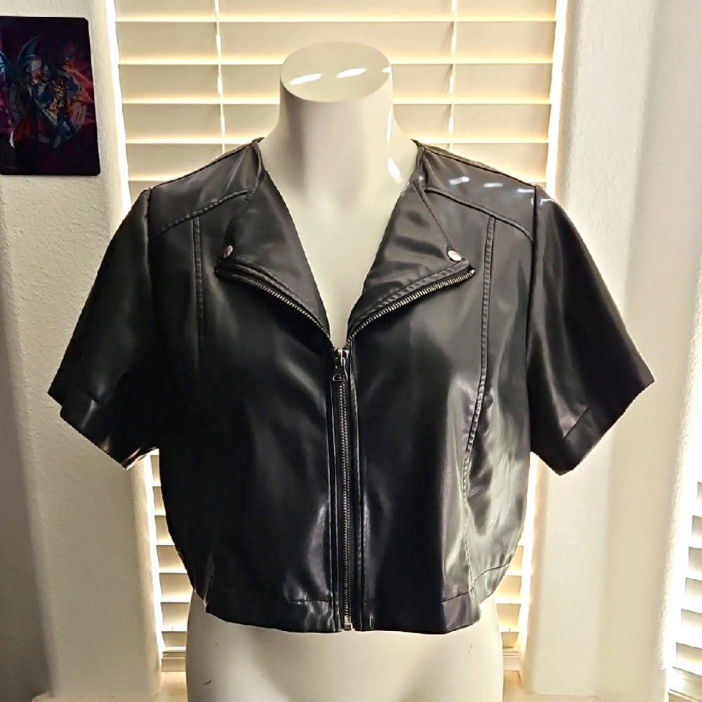 Torrid Faux Leather Short Sleeve Cropped Moto Jacket